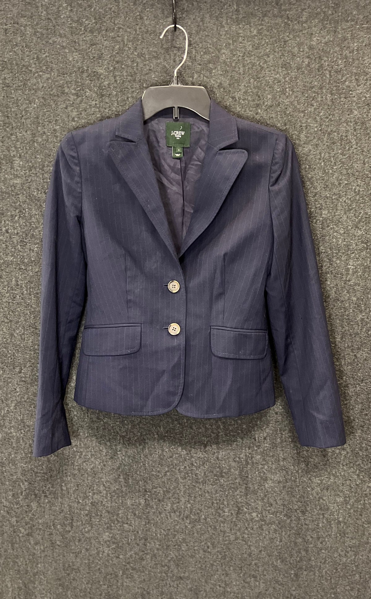 J.Crew Women's Navy Blue Pinstripe Suiting Blazer Jacket Size 0