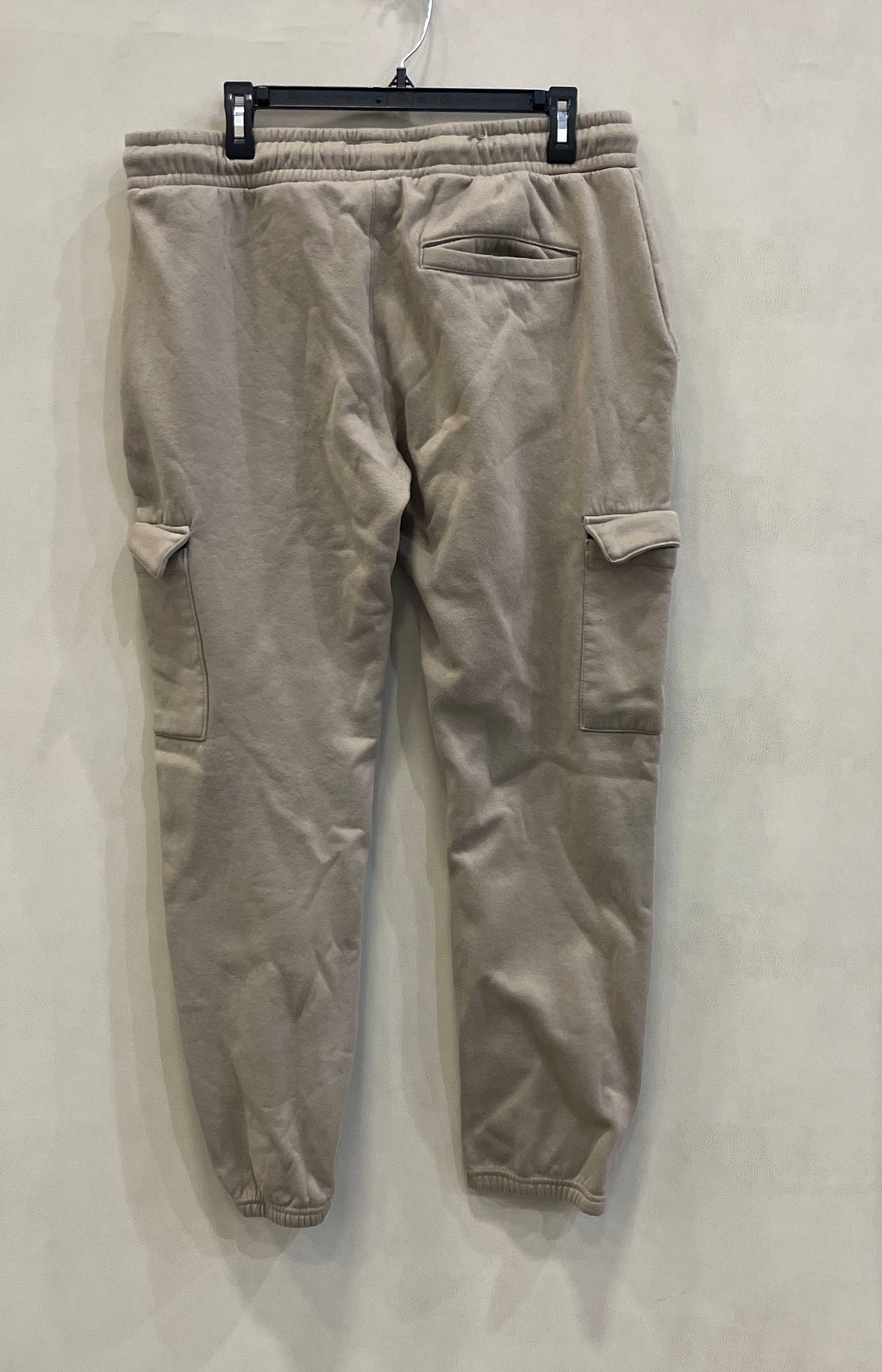 DRJ Essentials Men's Tan Cargo Sweatpants Joggers Fleece Lined Sz L