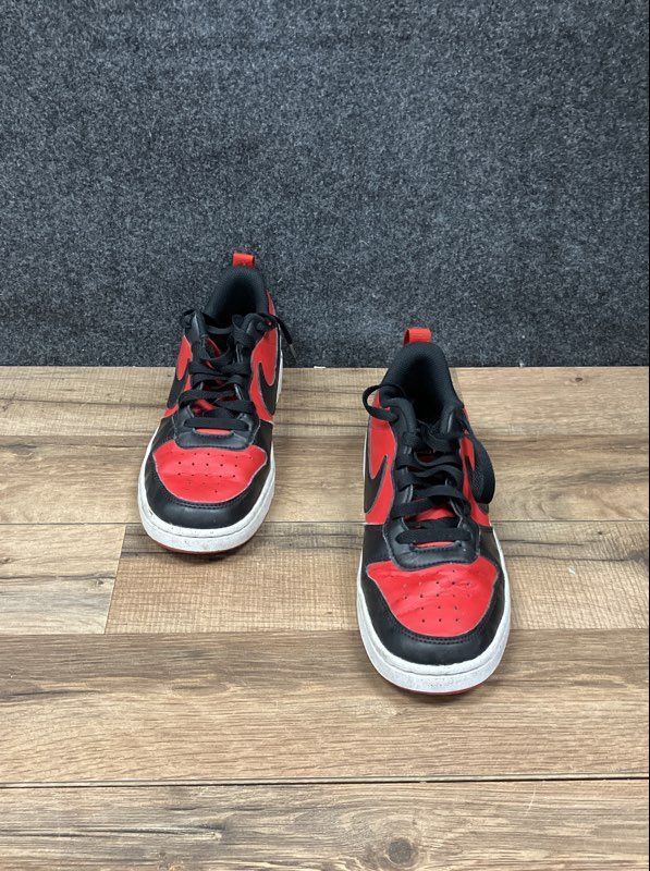 Nike Court Borough Low 2 University Red Black White Kids Sneakers Size 4Y