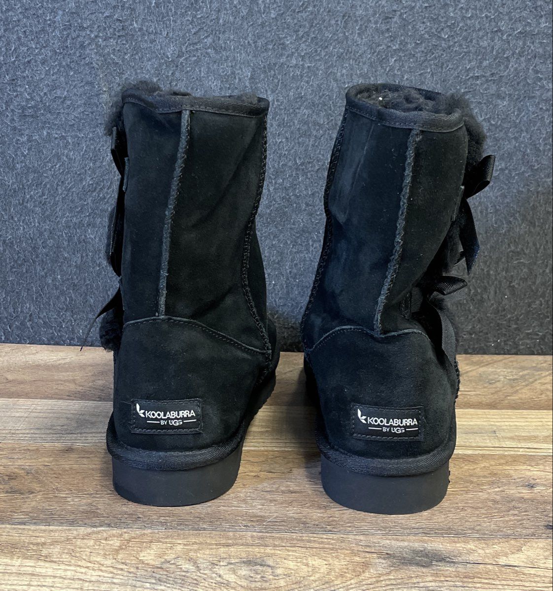 Koolaburra By UGG Victoria Short Black Suede Double Bow Boots Women's Size 10