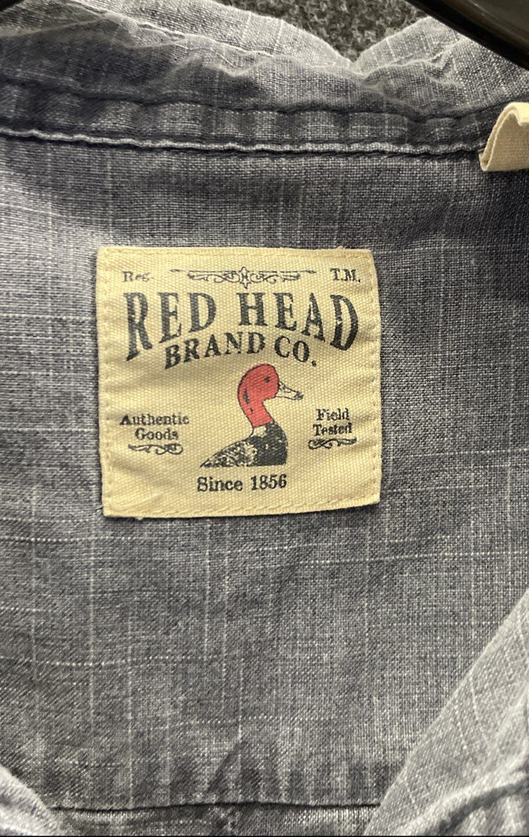 Red Head Men's Faded Blue Denim Short Sleeve Button-Up Work Shirt Sz XL
