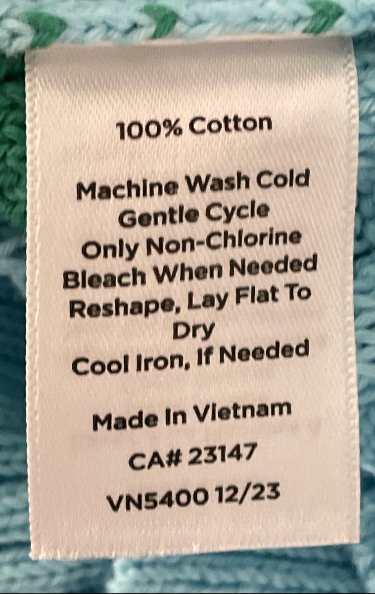 Talbots Women's Light Blue Green Striped Ribbed Cotton Sweater Tank Top Sz L