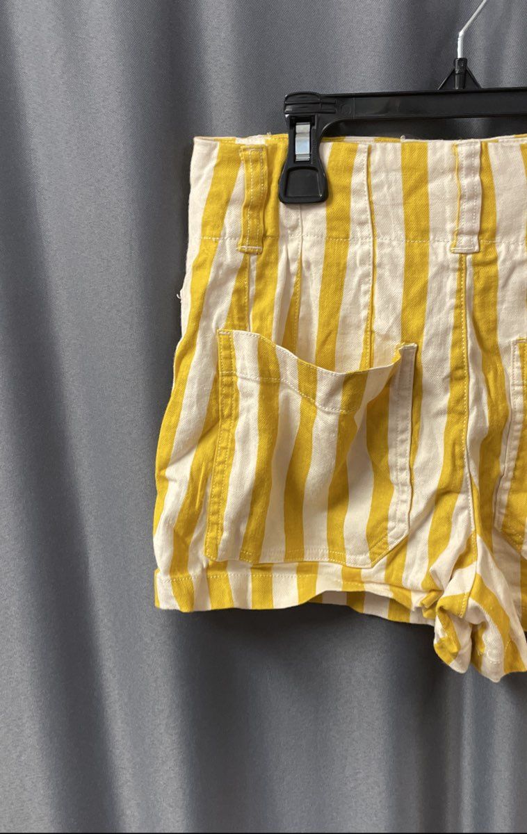 Maeve Women's The Colette Shorts Yellow White Striped Linen Blend Sz 24