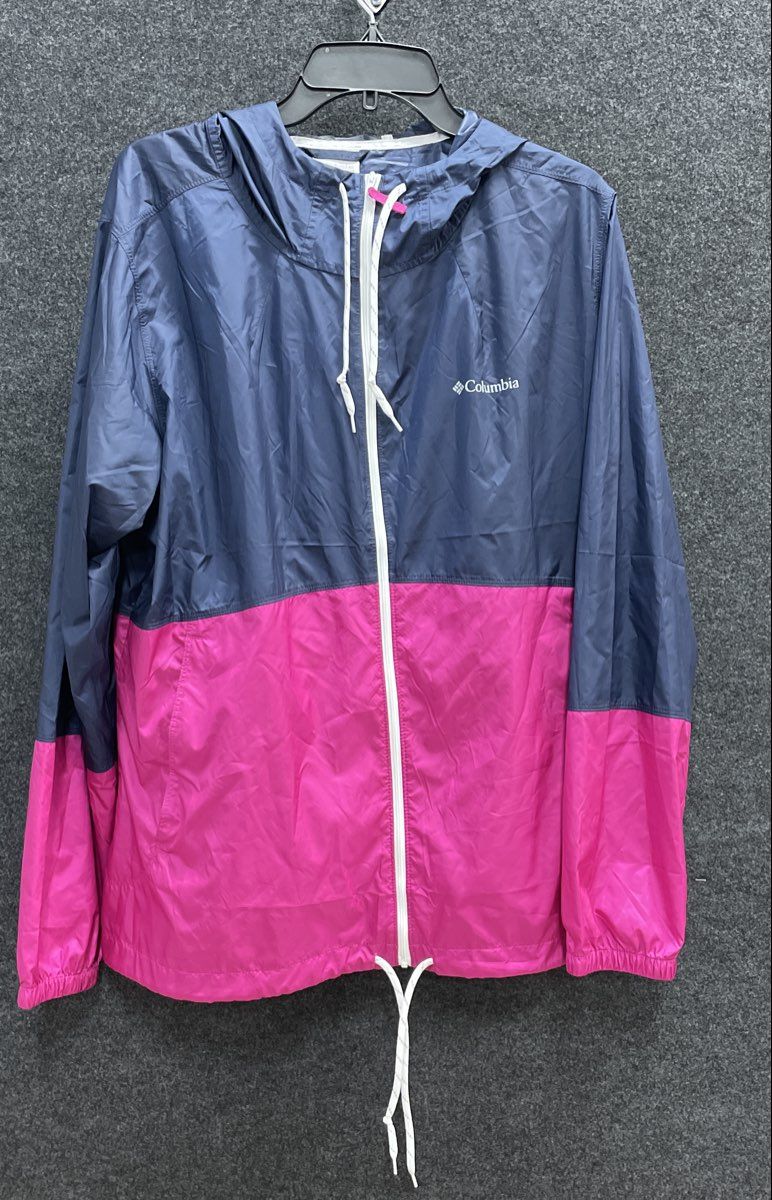 Columbia Women's Flash Forward Windbreaker Navy Pink Colorblock Sz XXL