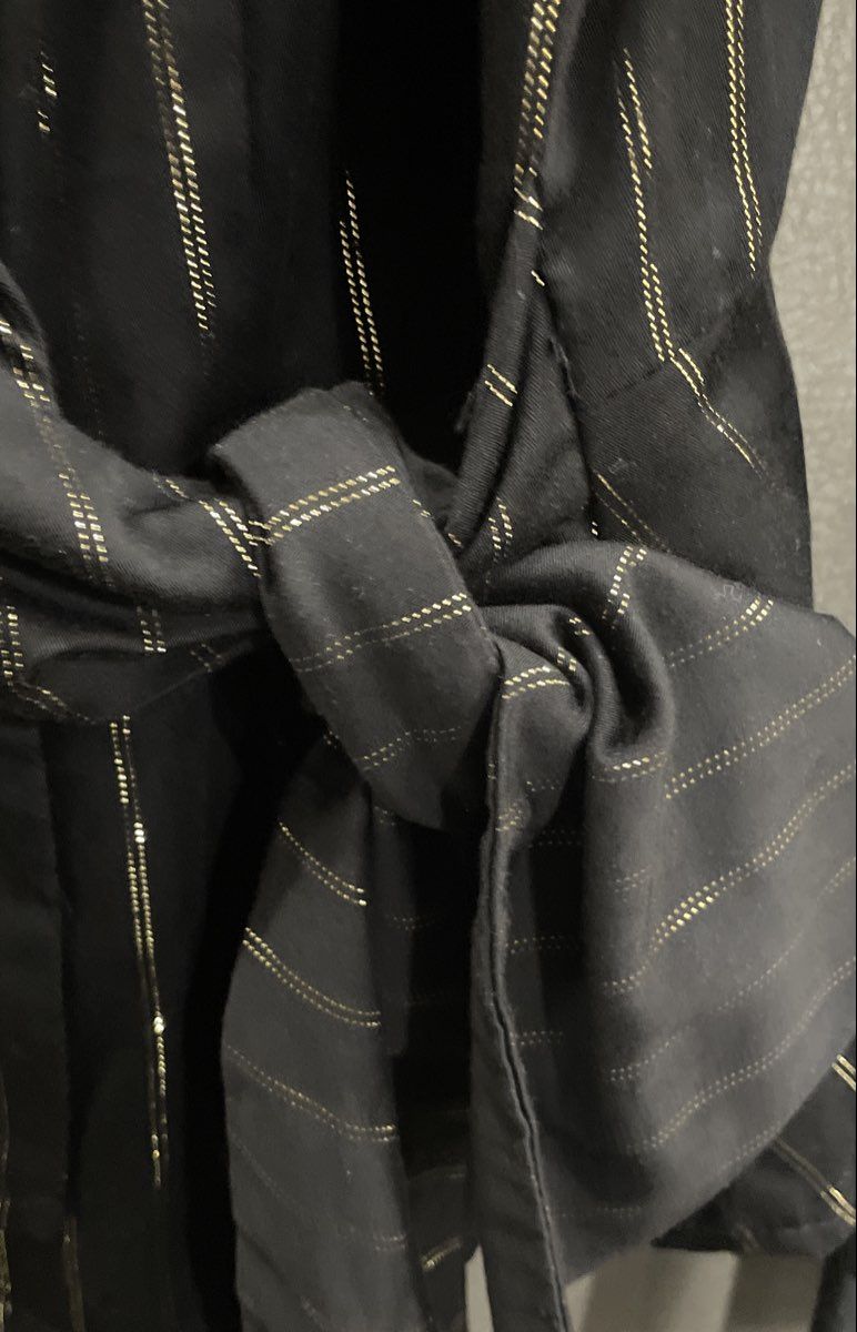 Jones New York Signature Women's Black Gold Metallic Wrap Shirt Blouse NWT XL