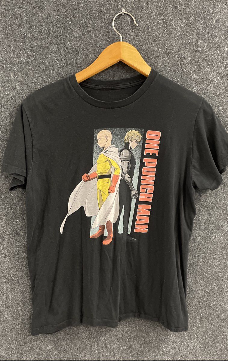 One Punch Man Men's Black Saitama Genos Graphic Anime Manga T-Shirt Size XL