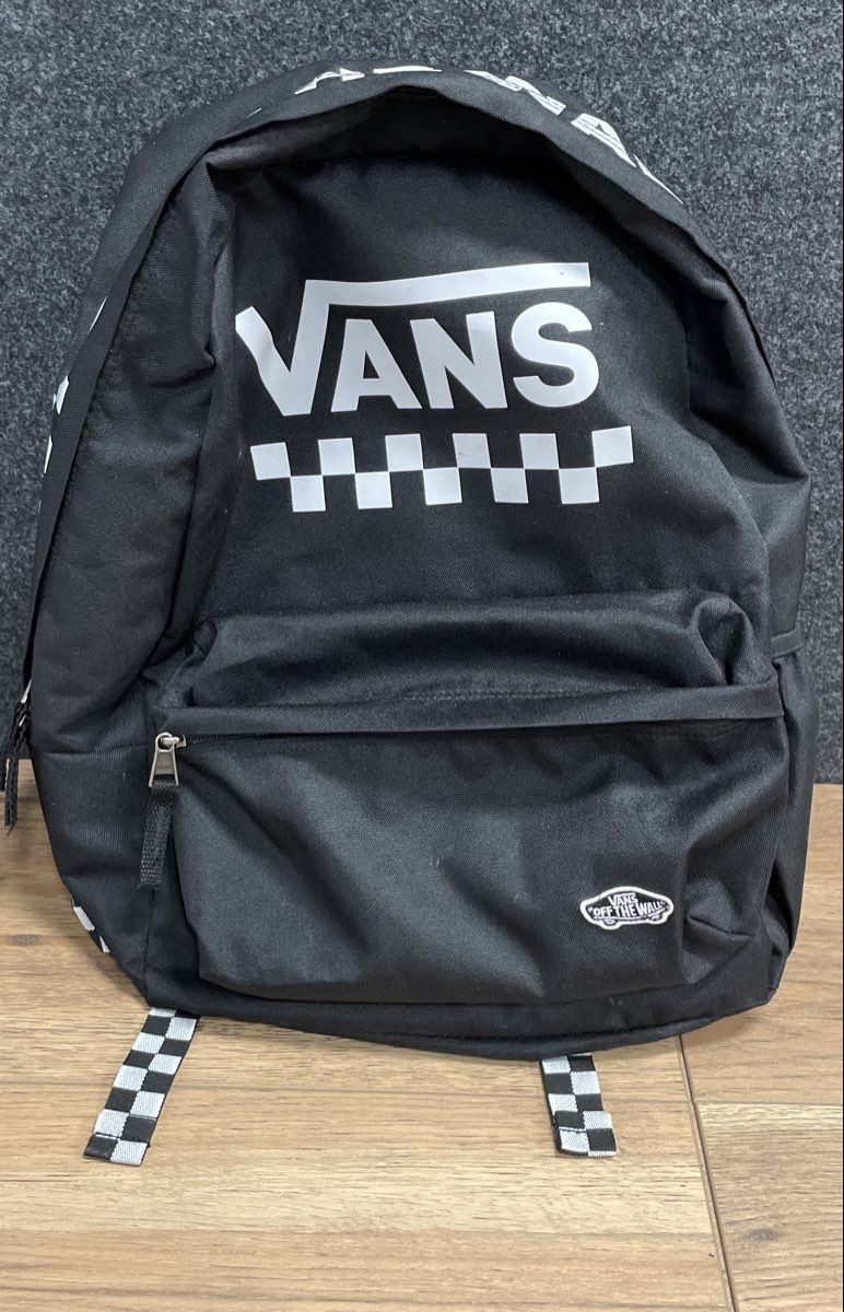 Vans Black Checkerboard Logo Backpack School Travel Bag Off The Wall
