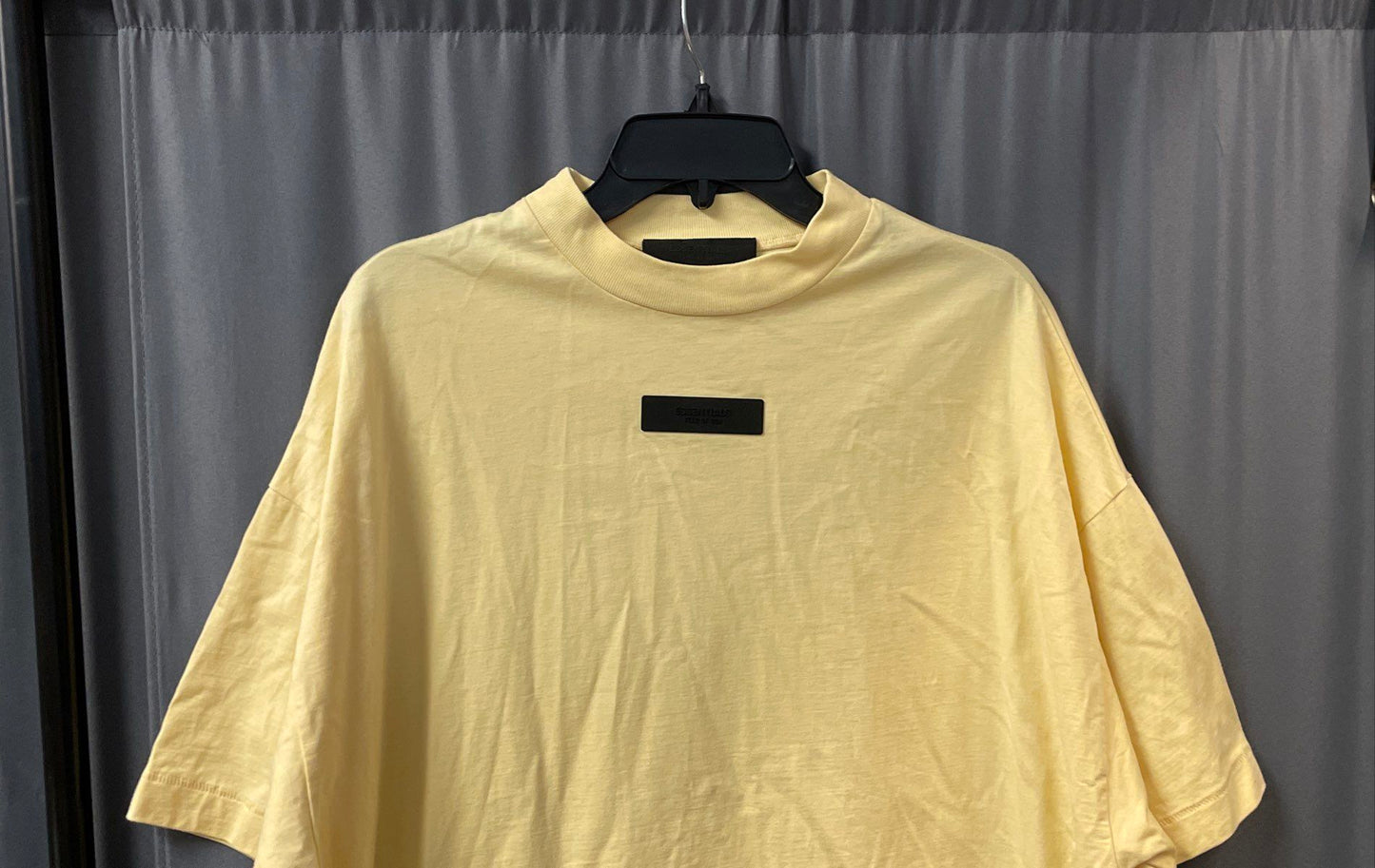 Fear of God Essentials Men's Yellow Mock Neck Boxy Short Sleeve Tee Size S
