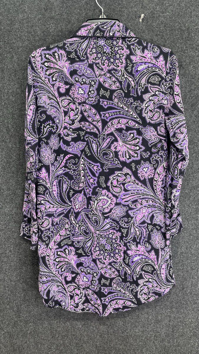 Lauren Ralph Lauren Women's Purple Paisley Pajama Top Button Up Cotton Sz S