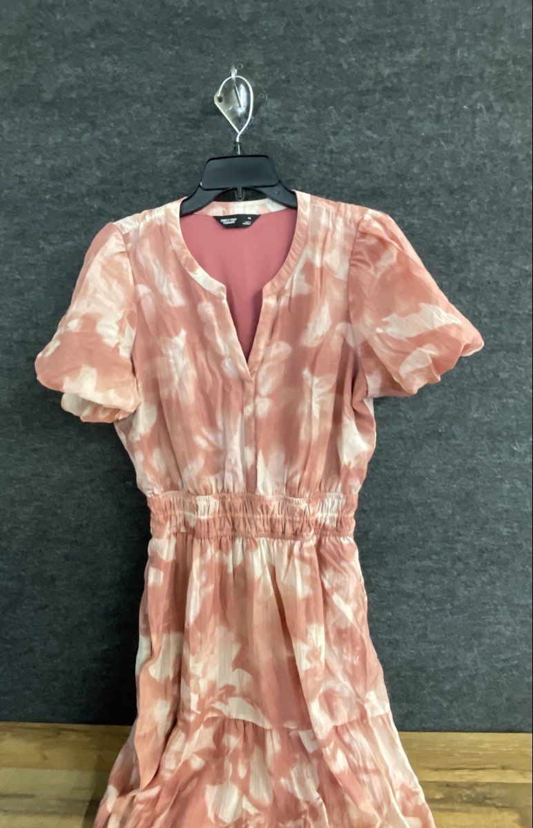 Simply Vera Vera Wang Women's Pink White Floral Tiered Maxi Dress Sz M