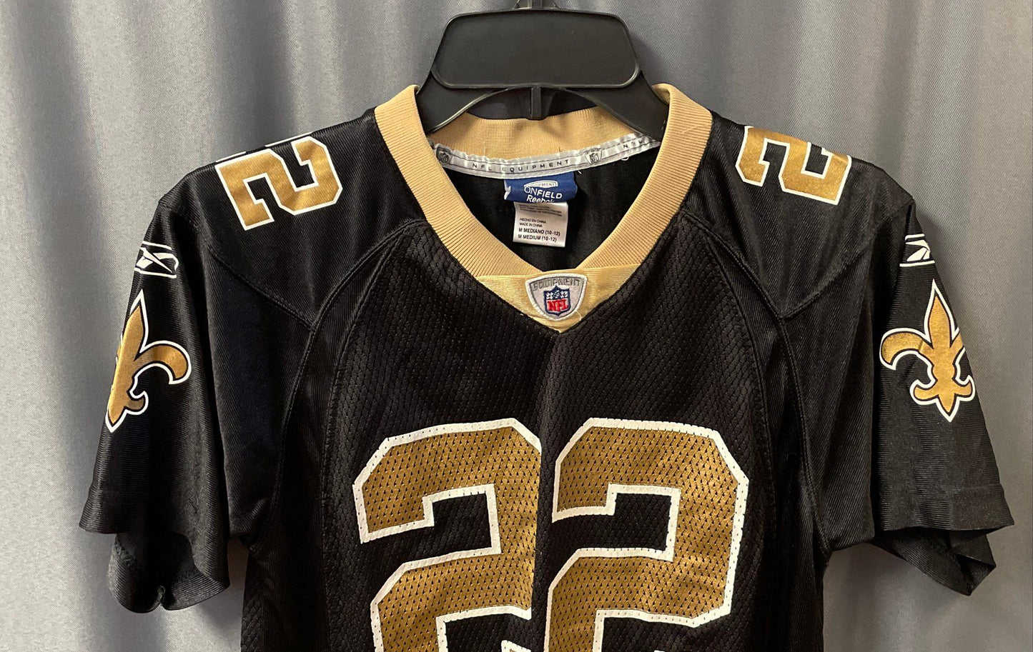 Reebok New Orleans Saints Tracy Porter #22 Kids Jersey Black Sz M 10-12