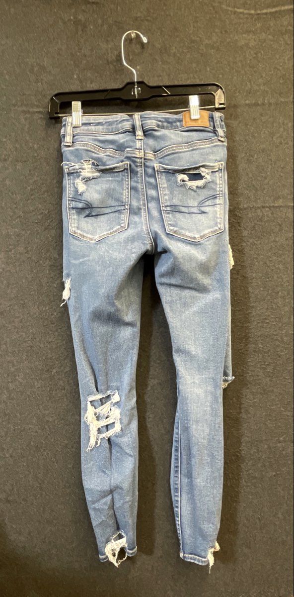 American Eagle Women's Jeans Lot 2 Distressed Super High Flare & Skinny Sz 2