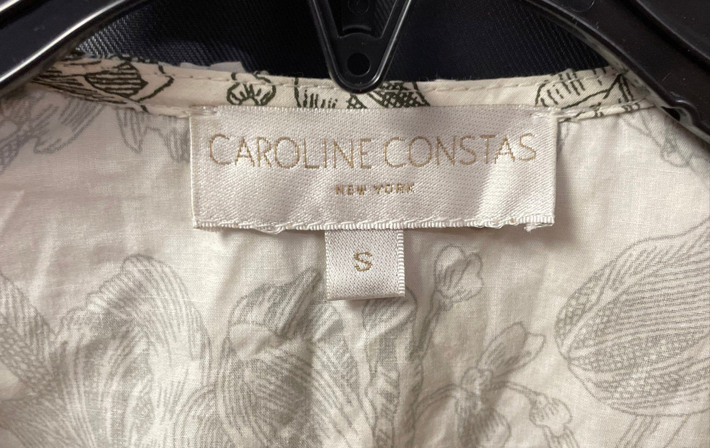 Caroline Constas Women's Green White Floral Ruffled Puff Sleeve Wrap Dress Sz S
