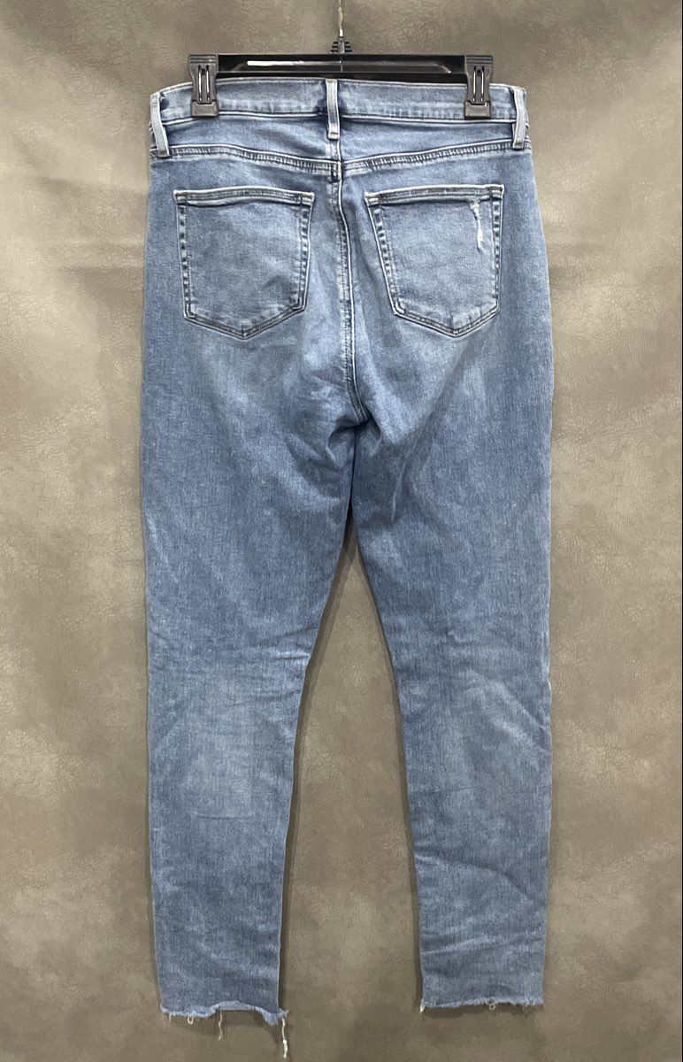 LOFT Women's Blue The Skinny High Rise Distressed Raw Hem Denim Jeans Sz 29 8