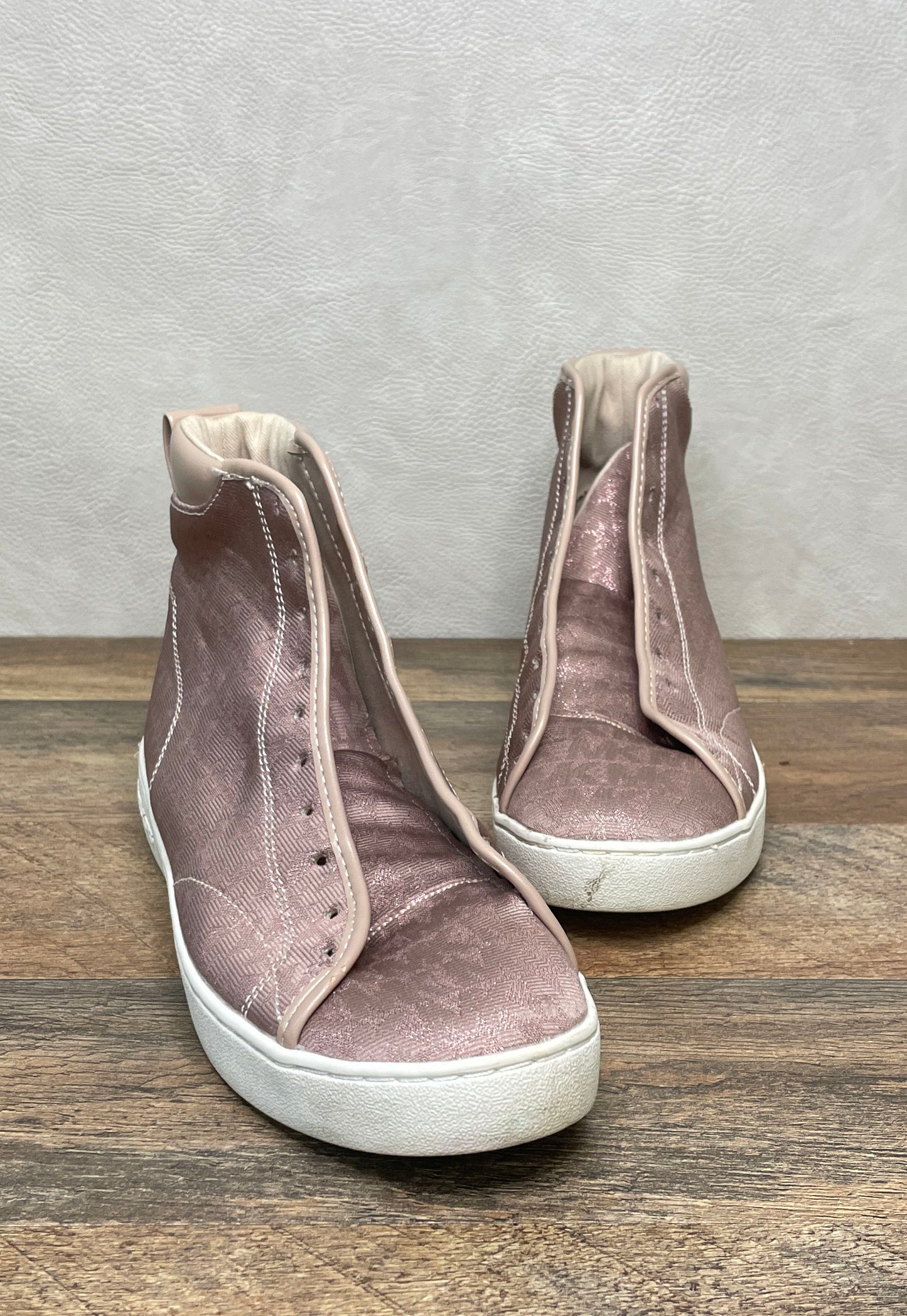 Michael Kors LS22B Pink Rose Gold Textile High Top Sneakers Women's Size 6.5M