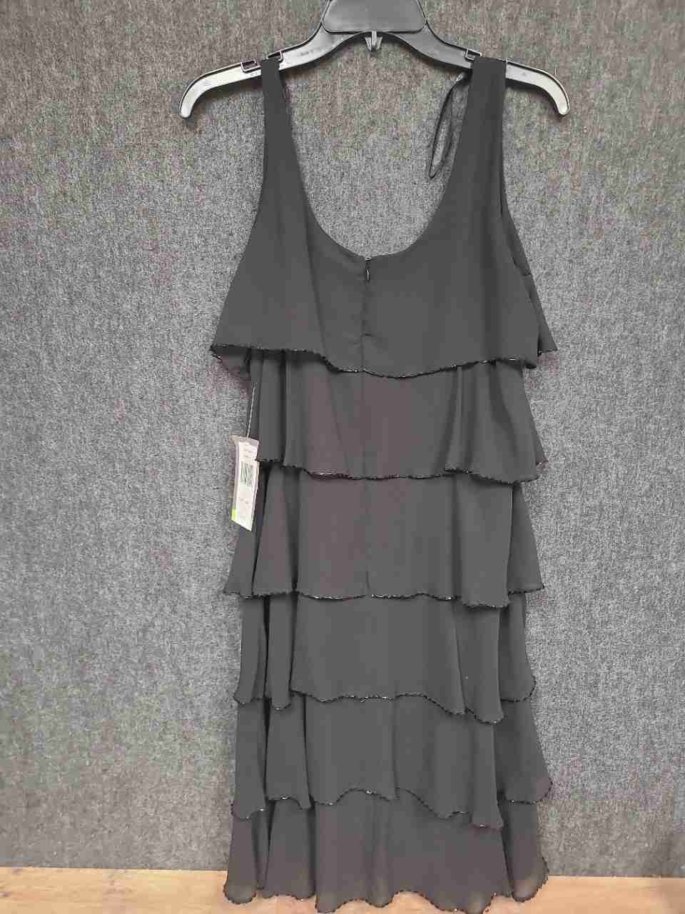 Patra Women's Black Tiered Beaded Trim Sleeveless Cocktail Dress NWT Size 14