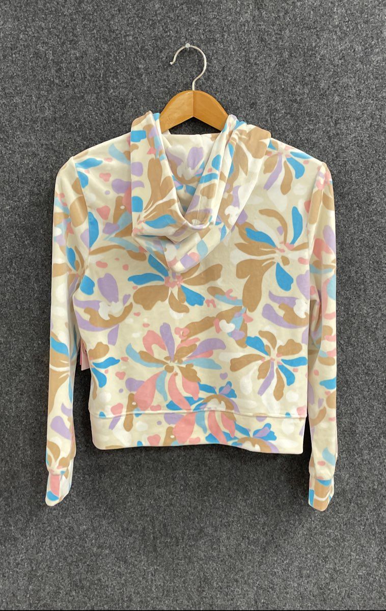 Juicy by Juicy Couture Women's Firework Floral Pebble Velour Hoodie Sz L NWT
