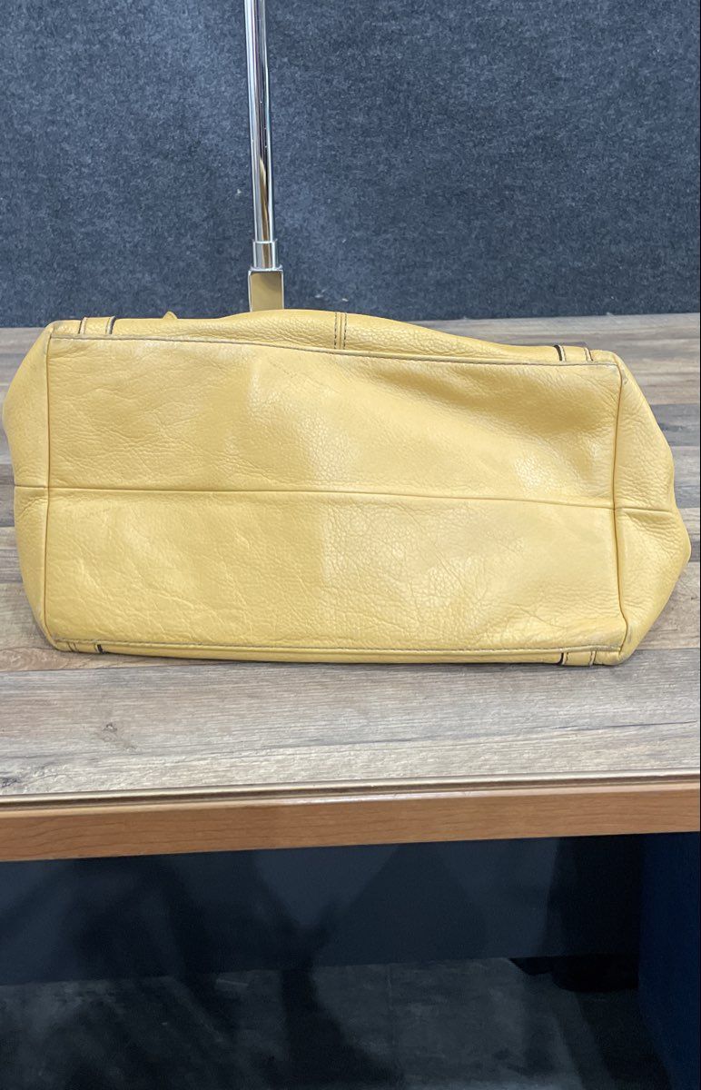Tignanello Yellow Pebbled Leather SoHo Hobo Shoulder Bag Silver Hardware