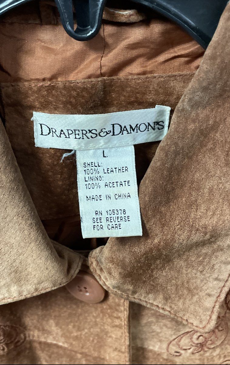 Draper's & Damon's Women's Brown Leather Paisley Embroidered Jacket Sz L