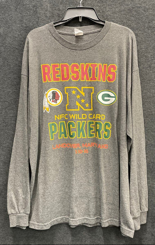 Alstyle Men's Gray Redskins Packers 2016 NFC Wild Card Long Sleeve T-Shirt 2XL