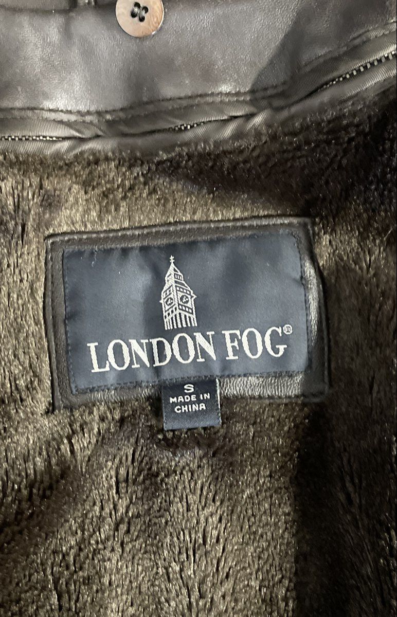 London Fog Women's Brown Genuine Leather Car Coat Jacket Faux Fur Lined Size S