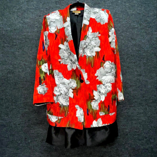 Cynthia Rowley Women's Black Ruffle Dress & Blazer Glory Floral Jacket Sz 10