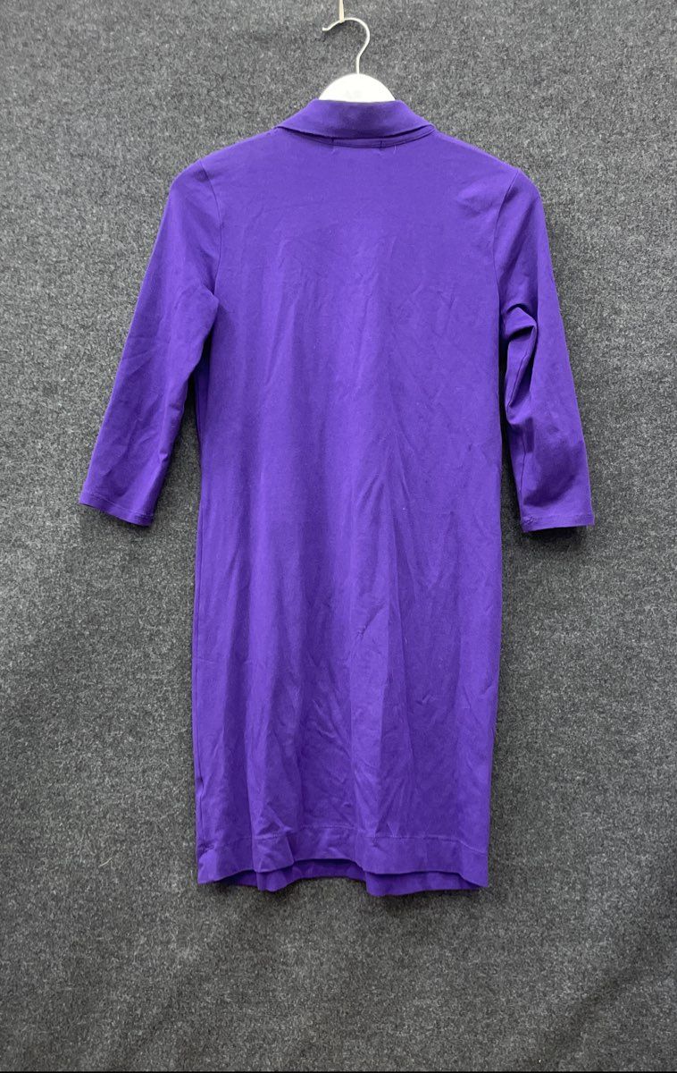 Lauren Ralph Lauren Women's Purple Knit Polo Dress Embroidered Gold Crest Sz S