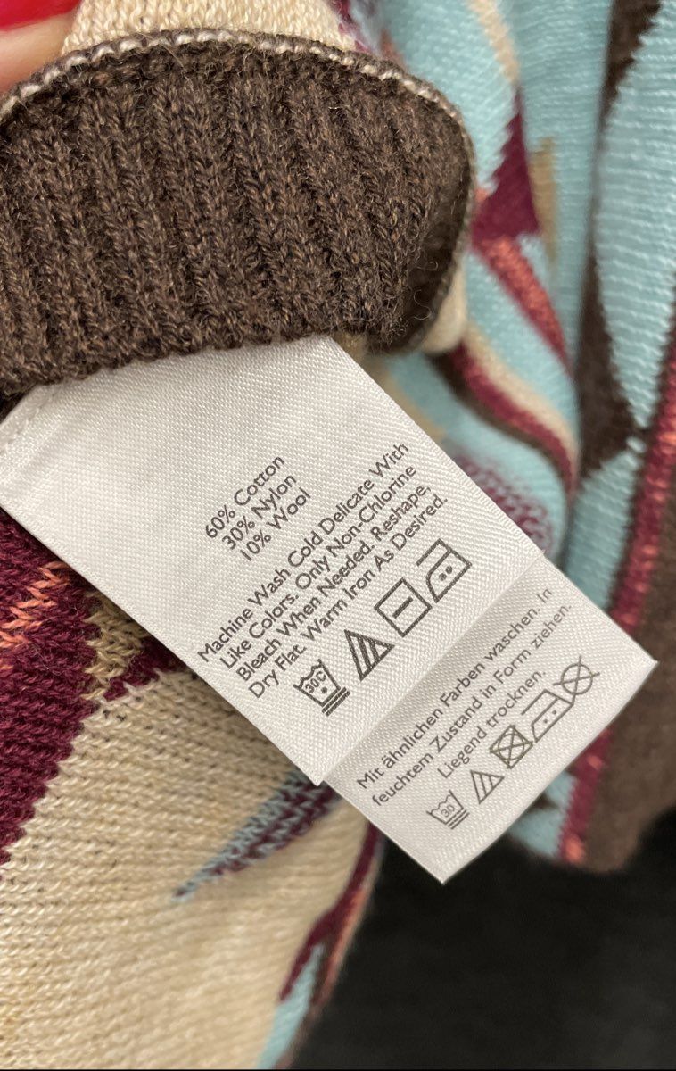 Eddie Bauer Women's Geometric Open Front Cardigan Cotton Wool Sz XS/S NWT
