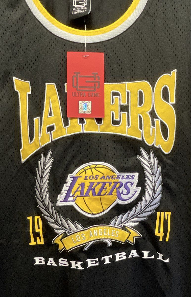 Ultra Game Men's Los Angeles Lakers Basketball Jersey Black Embroidered 3XL NWT