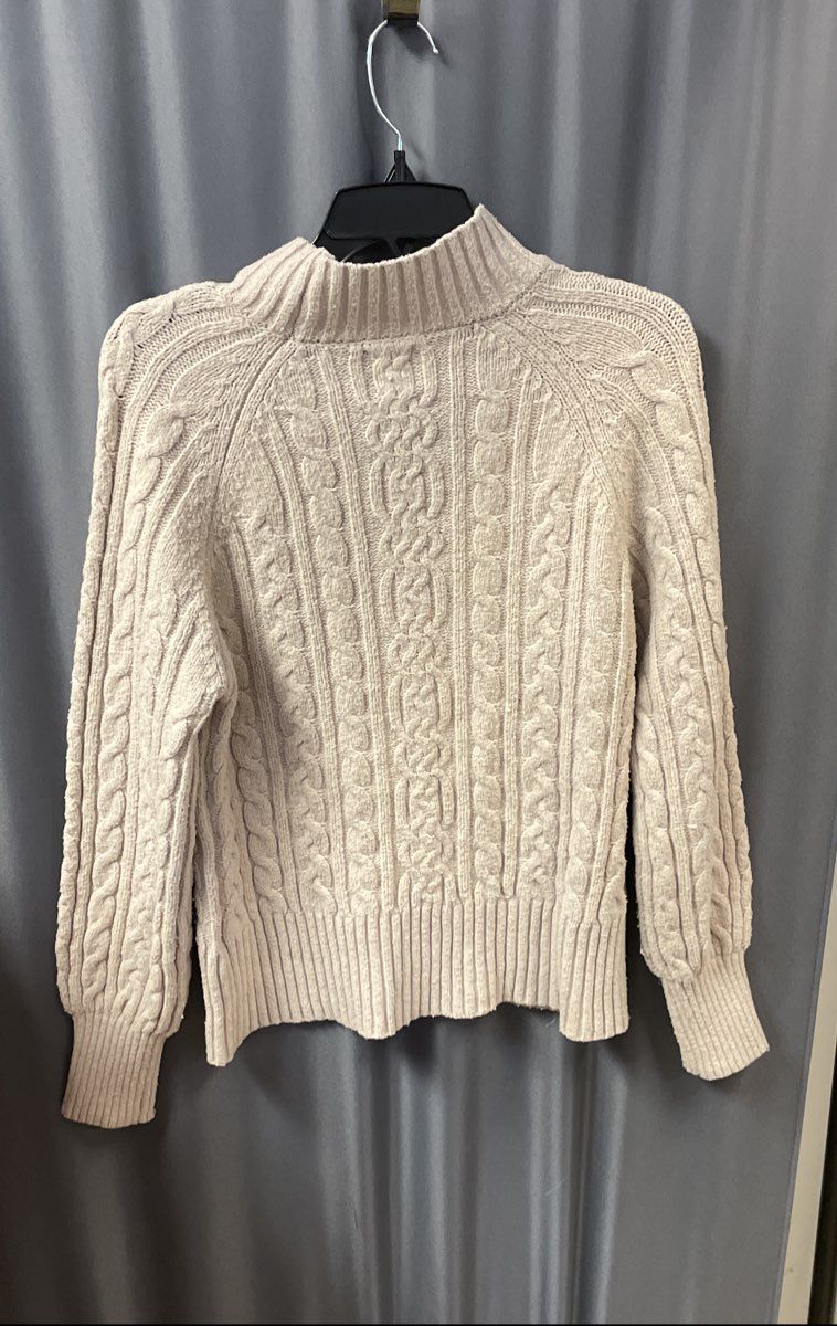 Joie Women's Cream Cable Knit Mock Neck Pullover Sweater Sz S