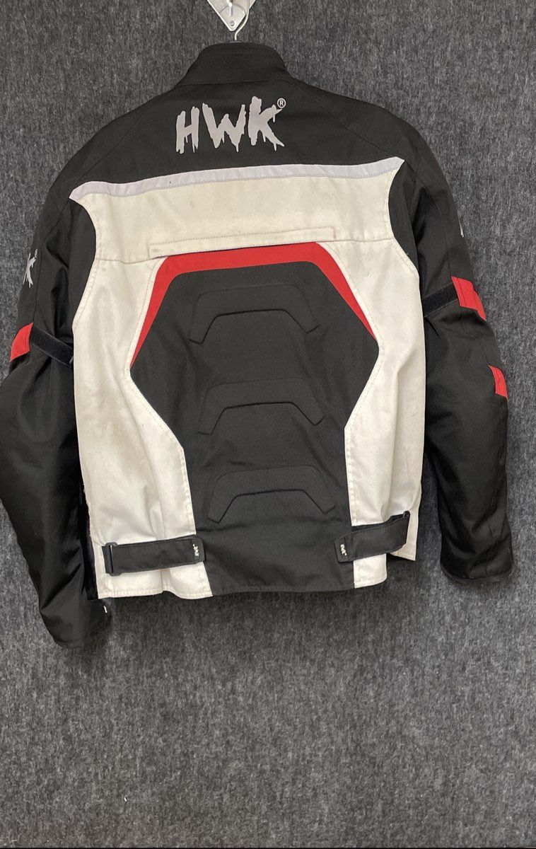 HWK Motorsports Apparel Men's Black White Red Padded Motorcycle Jacket Size M