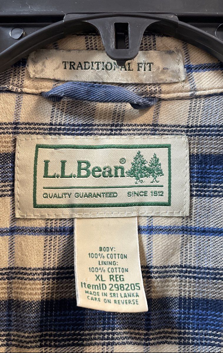 L.L. Bean Men's Blue Flannel Lined Hurricane Shirt Jacket Traditional Fit Sz XL