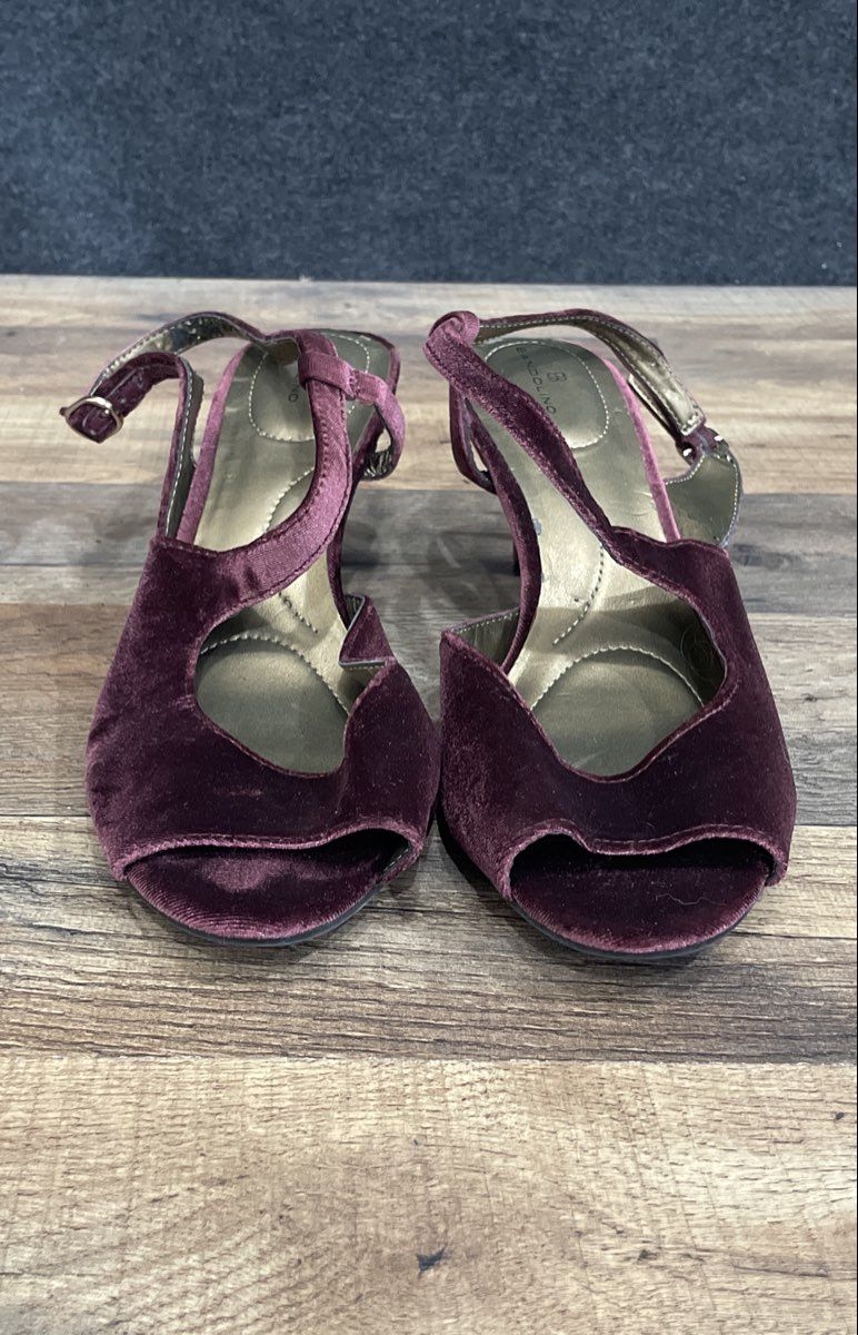 Bandolino BD7NOSSA Magenta Velvet Peep Toe Slingback Kitten Heels Size 9.5M