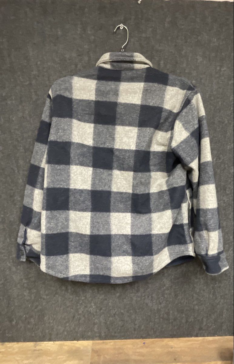 Banana Republic Men's Blue Grey Buffalo Plaid Flannel Shirt Jacket Sz M