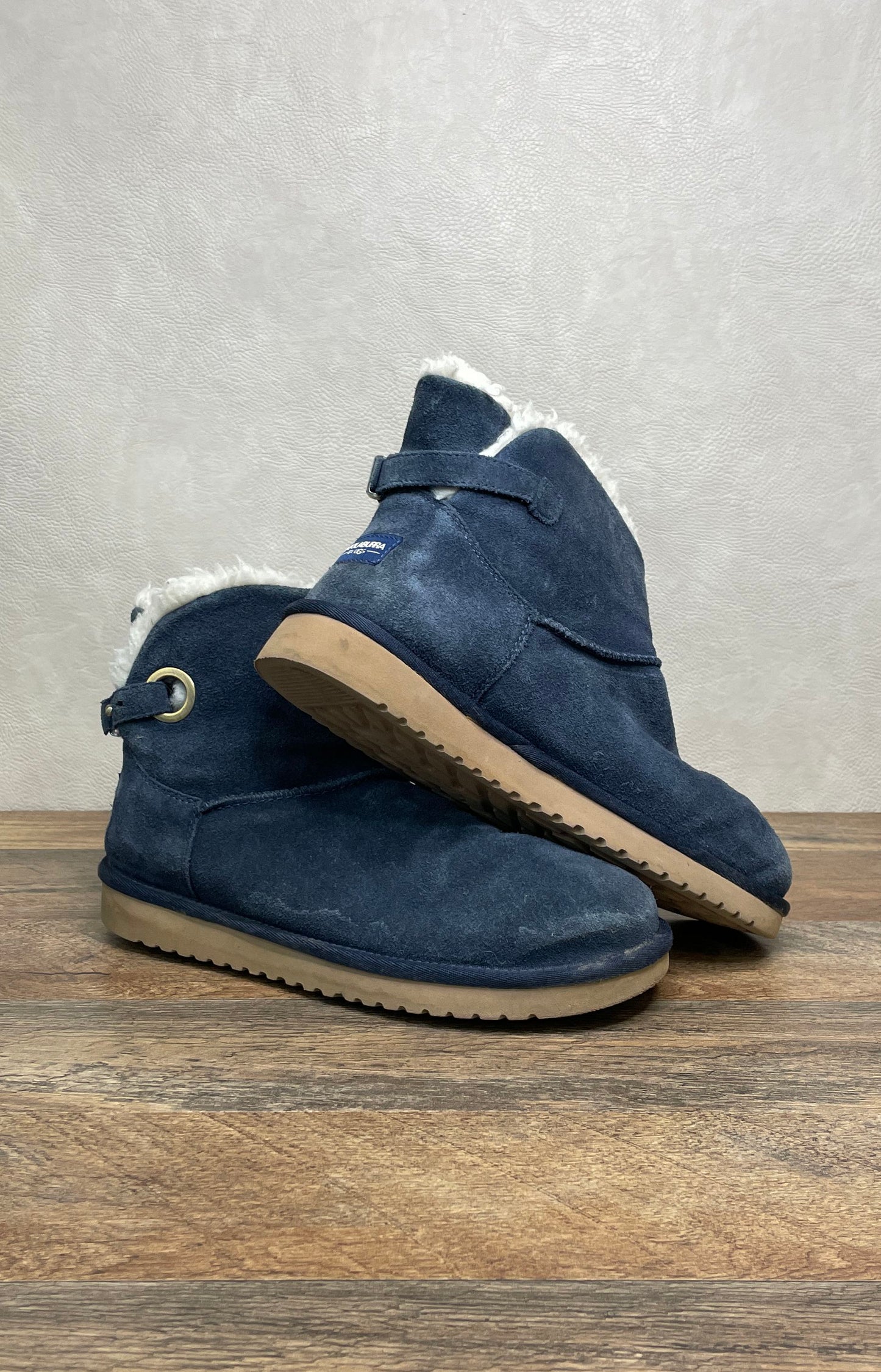 Koolaburra by UGG Koola Short Blue Suede Faux Fur Lined Boots Women's Size 8