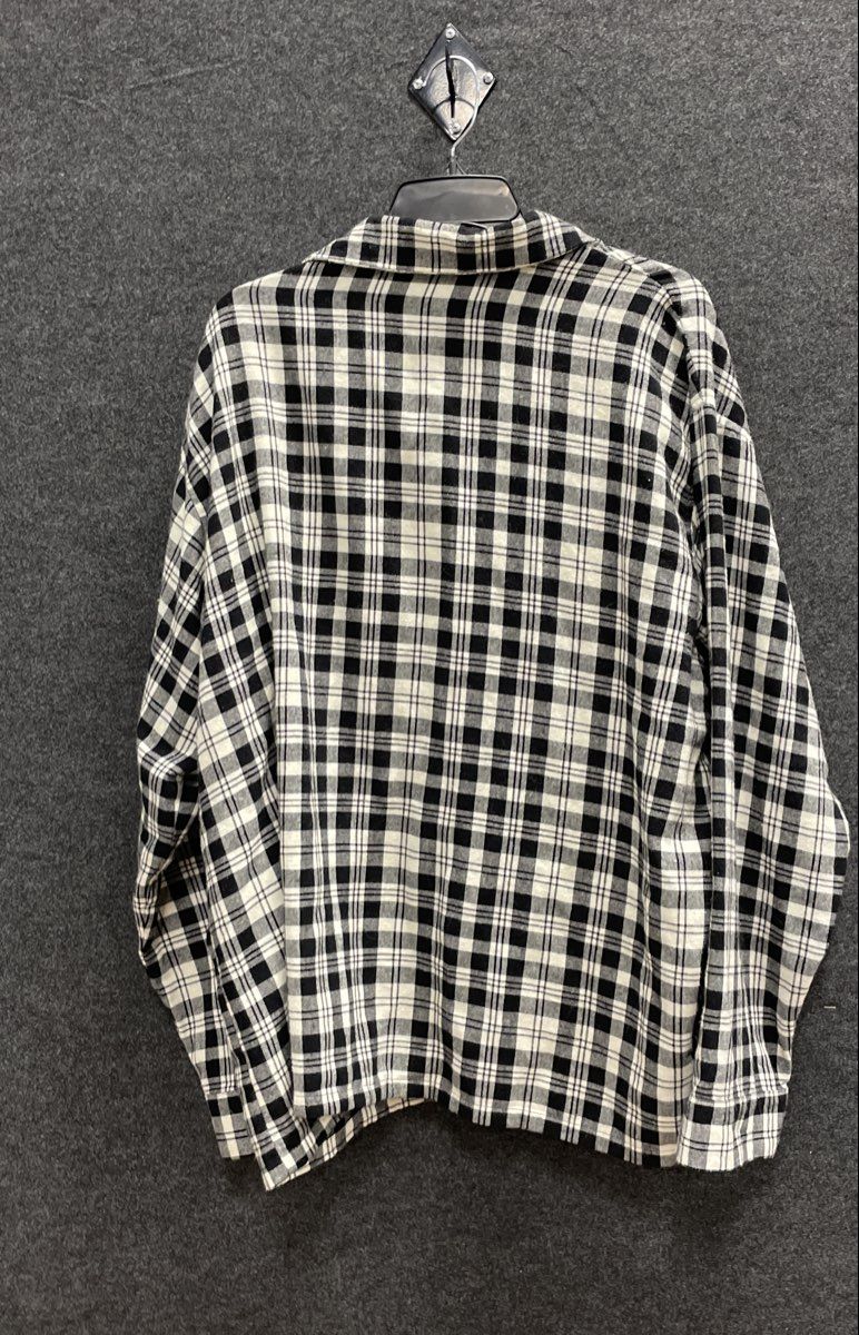 L.L.Bean Men's Black White Plaid Flannel Pajama Top Sleep Shirt Cotton Sz XL