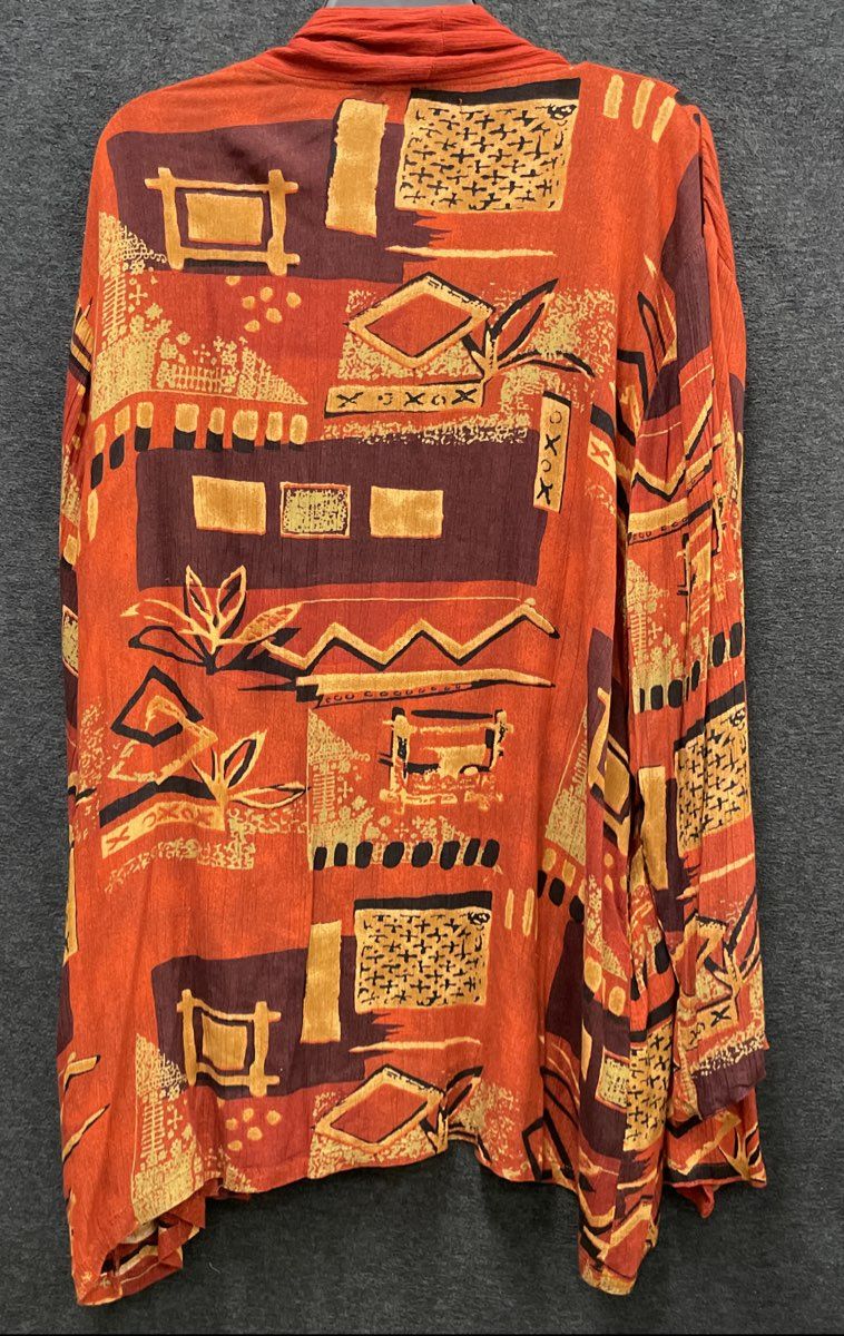 Southwest Indian Foundation Vintage Y2K Women's Geometric Crinkle Cardigan Sz M