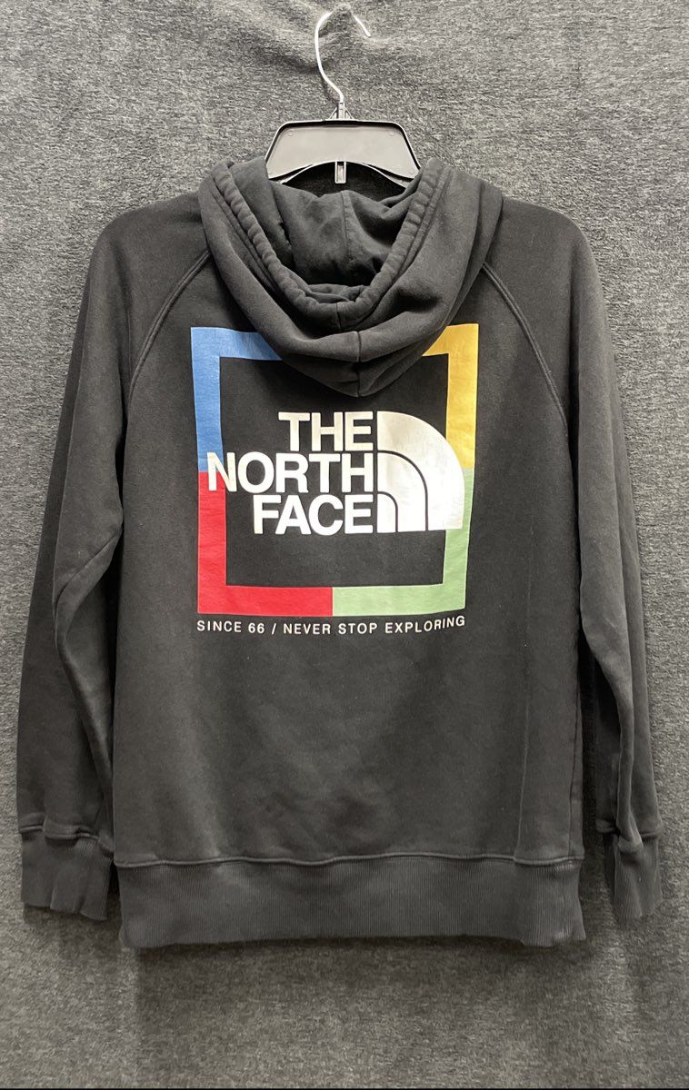 The North Face Women's Black Hoodie Colorblock Back Box Logo Graphic Sz M