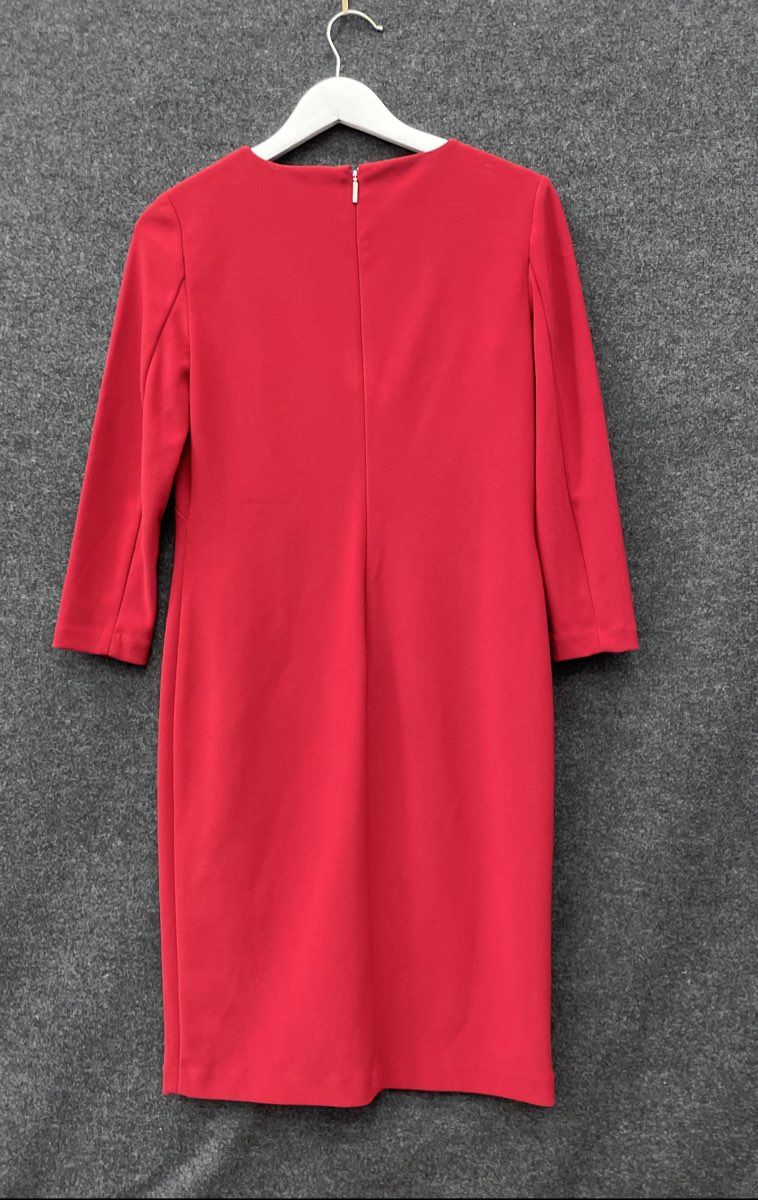 Lauren Ralph Lauren Women's Red Sheath Dress Silver Shoulder Buttons Size 2
