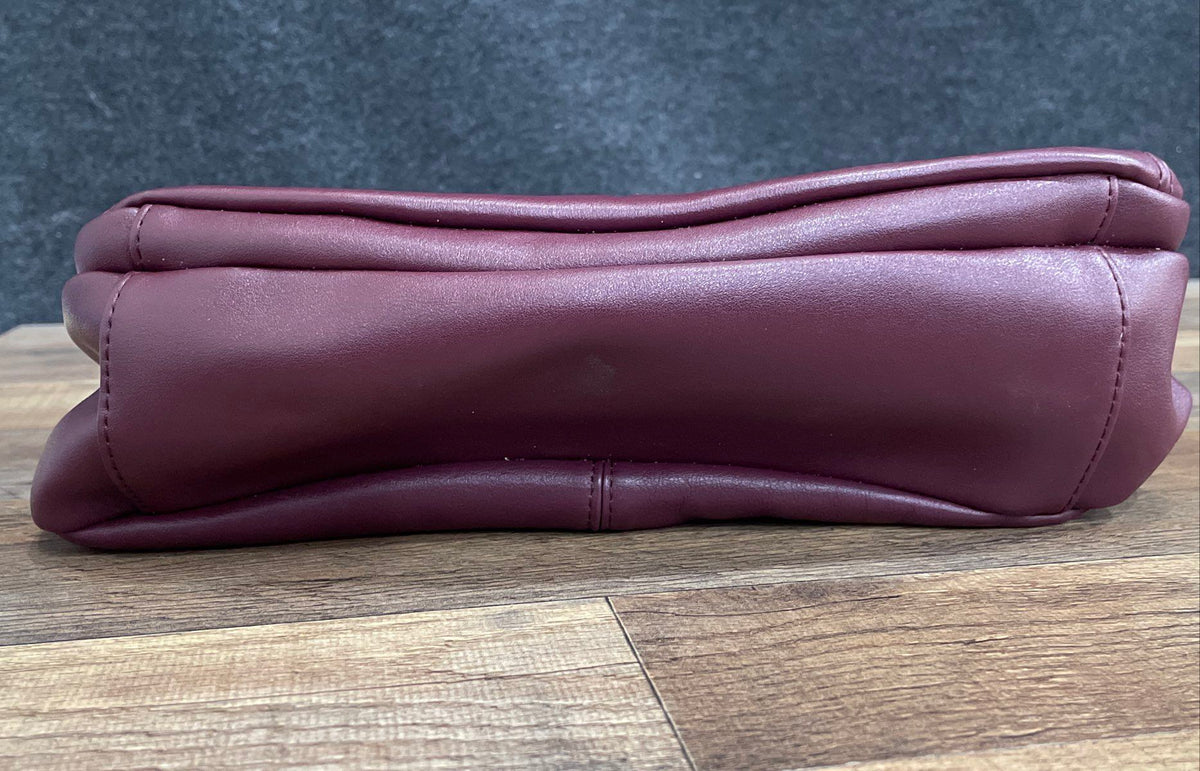 Giani Bernini Maroon Leather Hobo Shoulder Bag Purse Silver Hardware