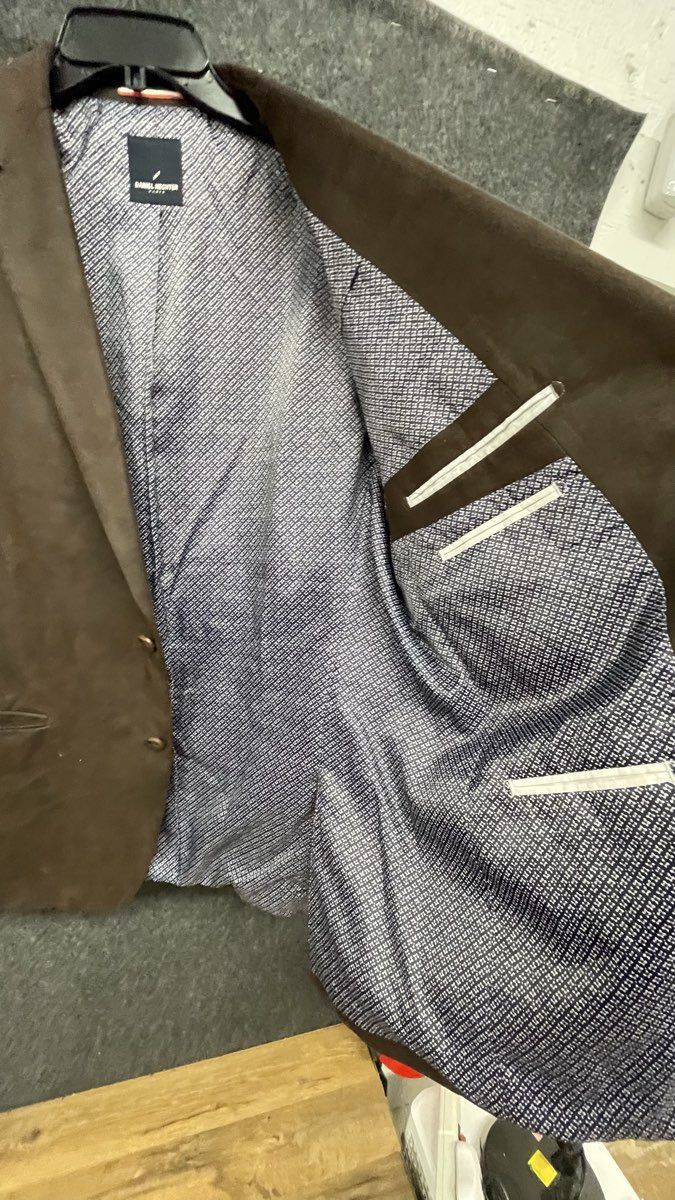 Daniel Hechter Men's Brown Faux Suede Two Button Sport Coat Blazer Size L