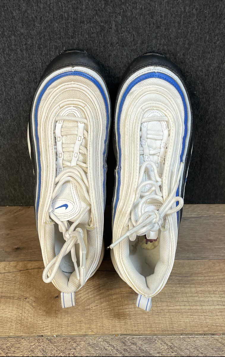 Nike Air Max 97 White Game Royal Black Sneakers Youth Size 6.5Y