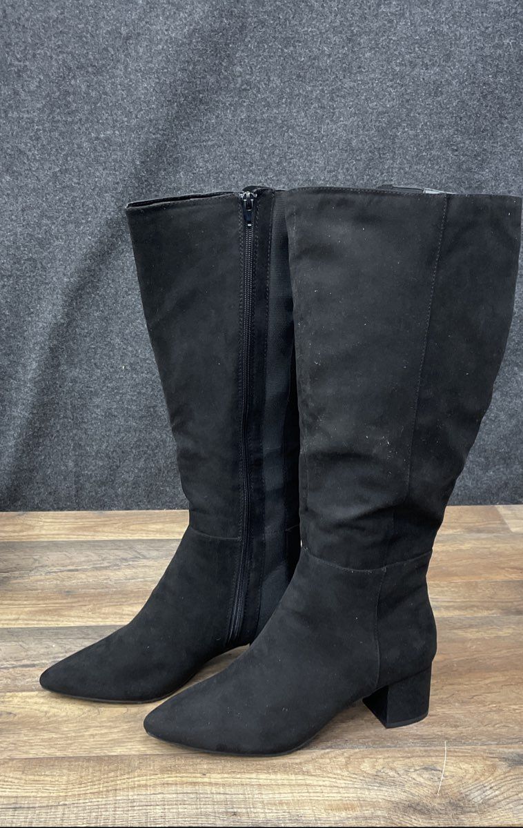 A New Day Tay Black Faux Suede Tall Dress Boots Women's Size 9.5