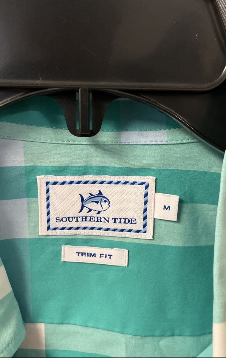 Southern Tide Men's Sailgate Plaid Trim Fit Shirt Tropical Palm NWT Sz M