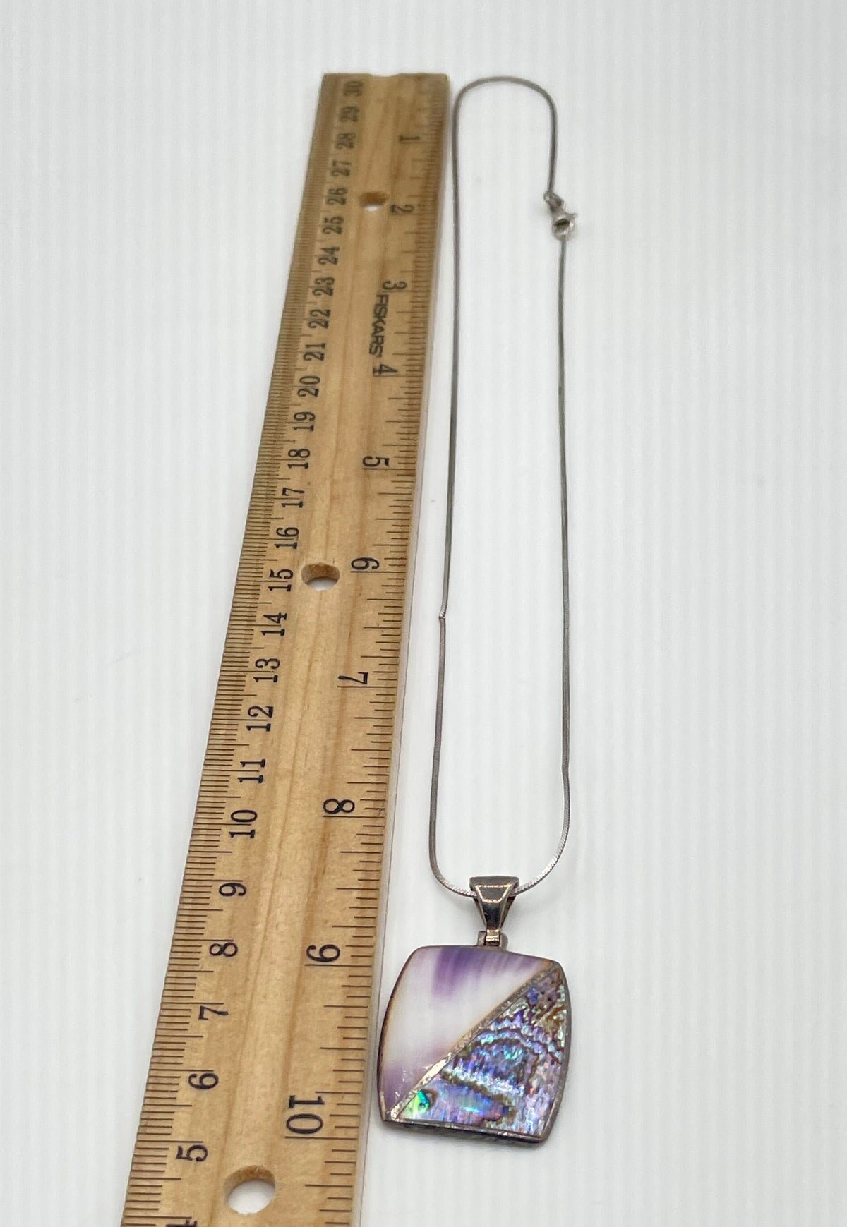 925 Sterling Silver Wampum & Abalone Shell Split Pendant Necklace 8.5g