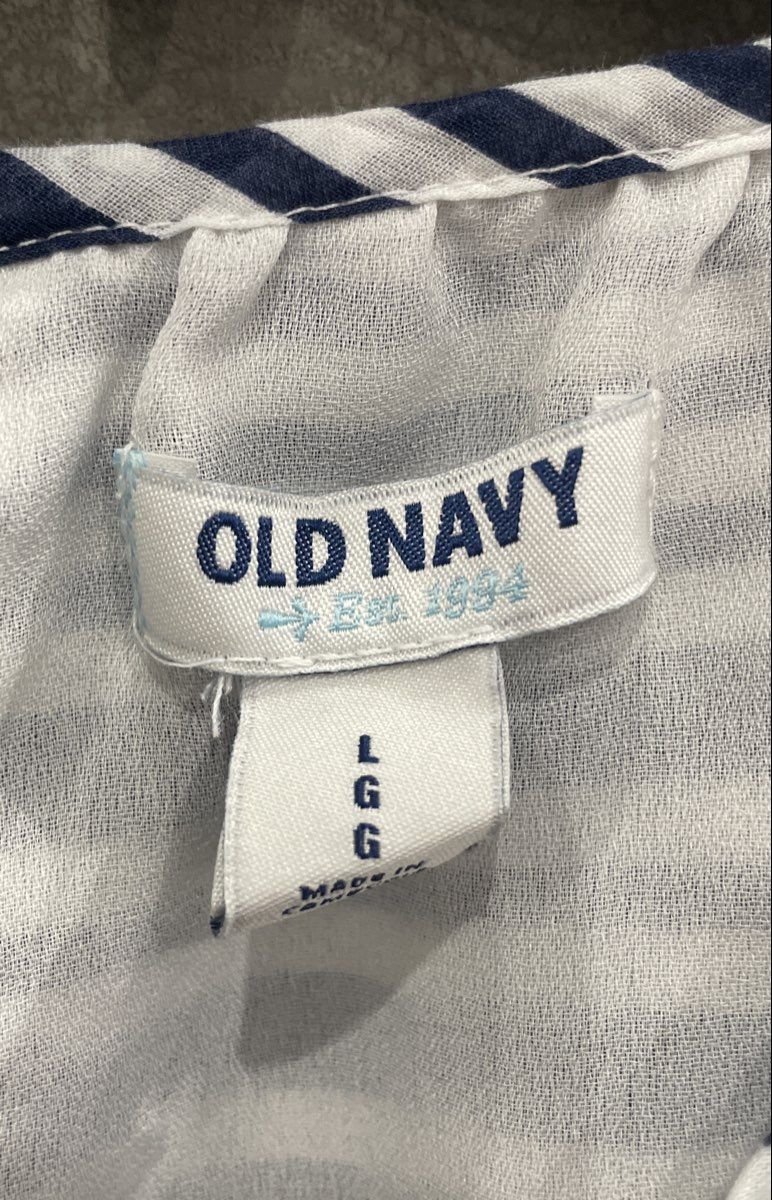 Old Navy Women's Blue White Striped Yellow Colorblock Sleeveless Cotton Dress L