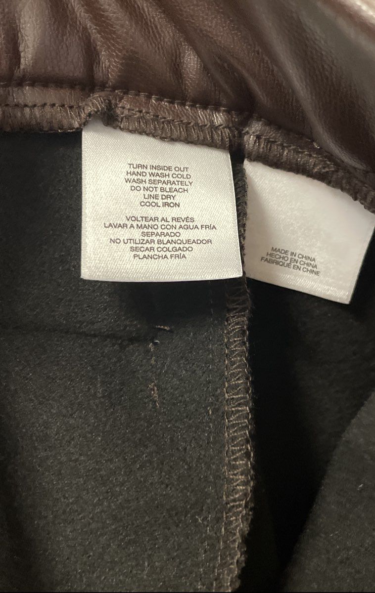 Kasper Women's Chocolate Brown Faux Leather Straight Leg Pants Size L NWT
