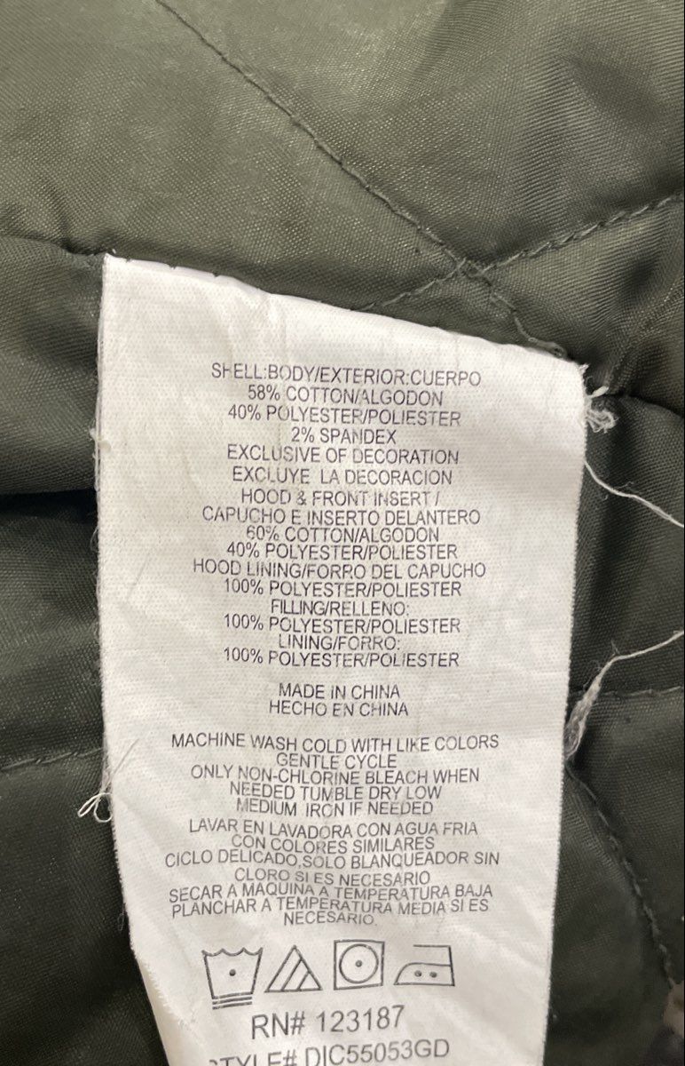 Genuine Dickies Men's Green Hooded Work Jacket Quilted Lined Sherpa Sz L