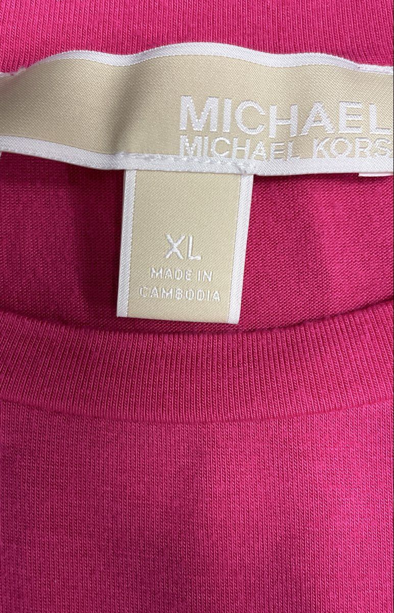 Michael Kors Women's Pink Tiered Chiffon Hem Mixed Media Tank Top Sz XL