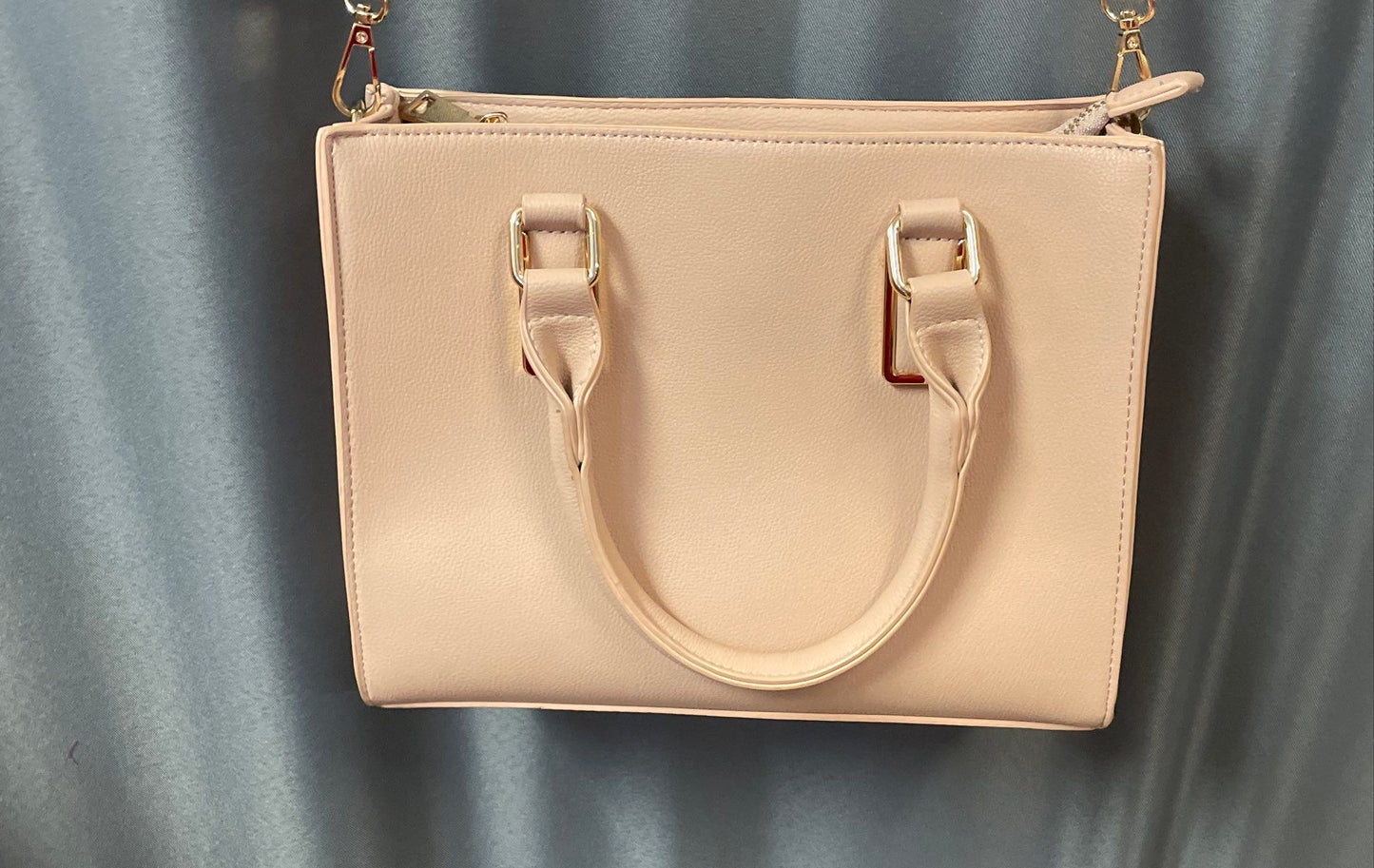 Miztique Dusty Rose Faux Leather Satchel Crossbody Bag Gold Hardware
